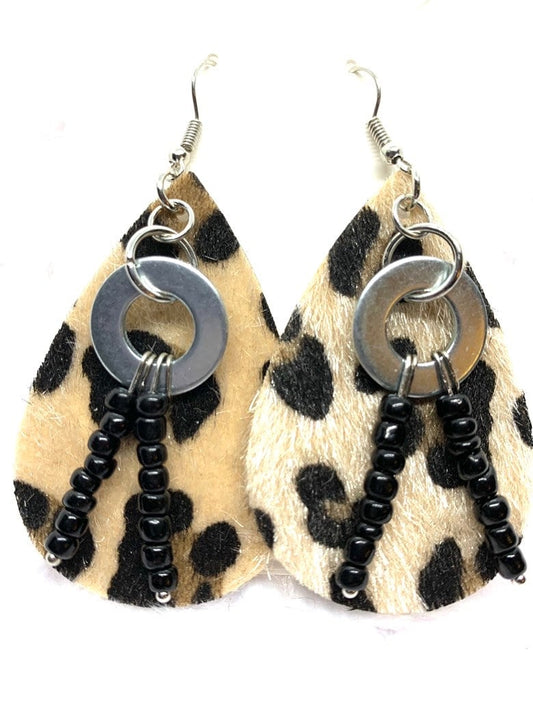 Hardware Earrings, Furry Animal Print, Beaded earrings, Hardware jewelry. Unique Earrings, Original Design, Hypoallergenic,