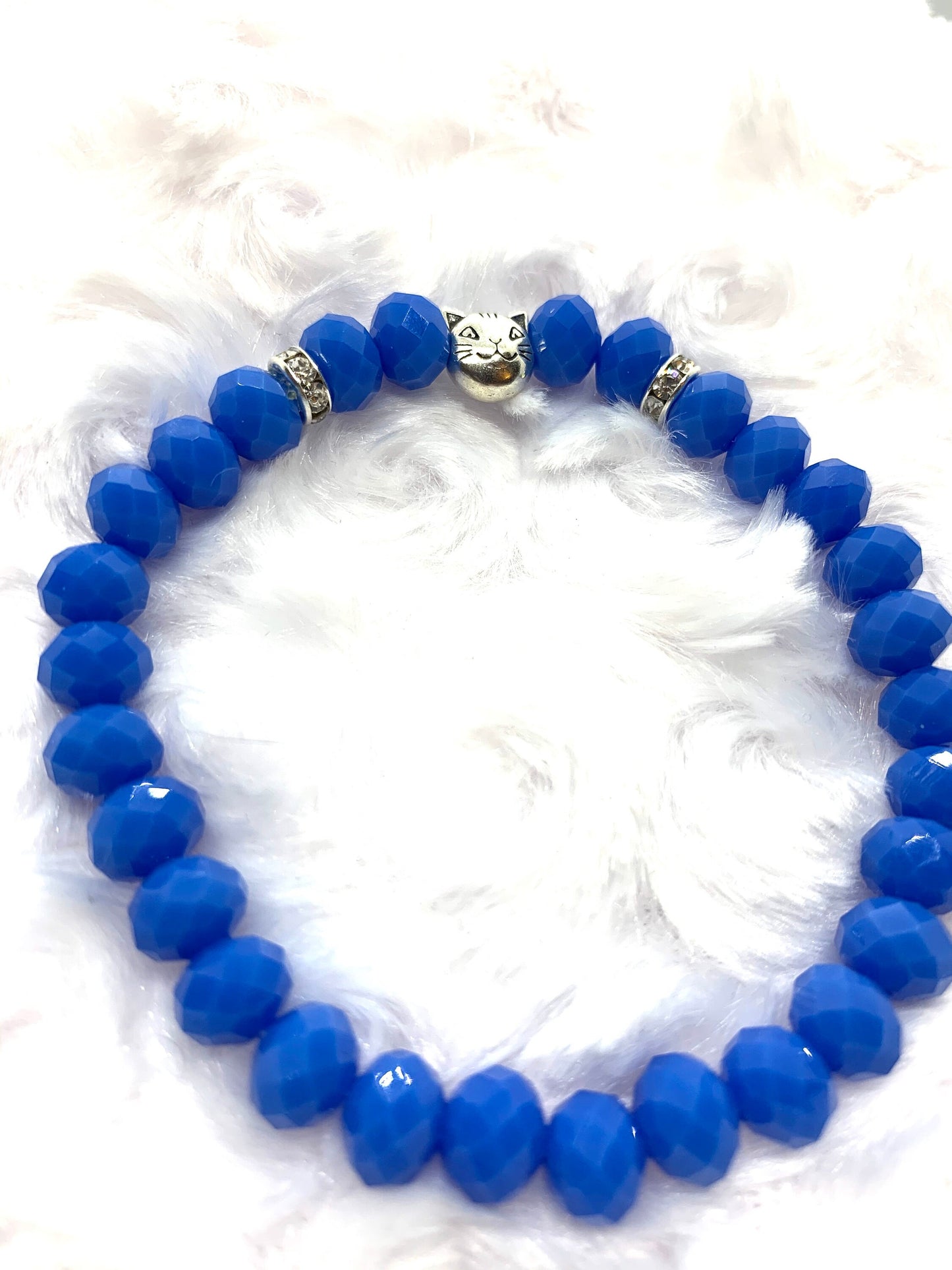 Cat Lovers Beaded Bracelet, Blue Cat Bracelet, Black Cat Bracelet, Feline Fashion, Cat Mom Bracelet, Kitty Bracelet, Cat Lovers Bracelet