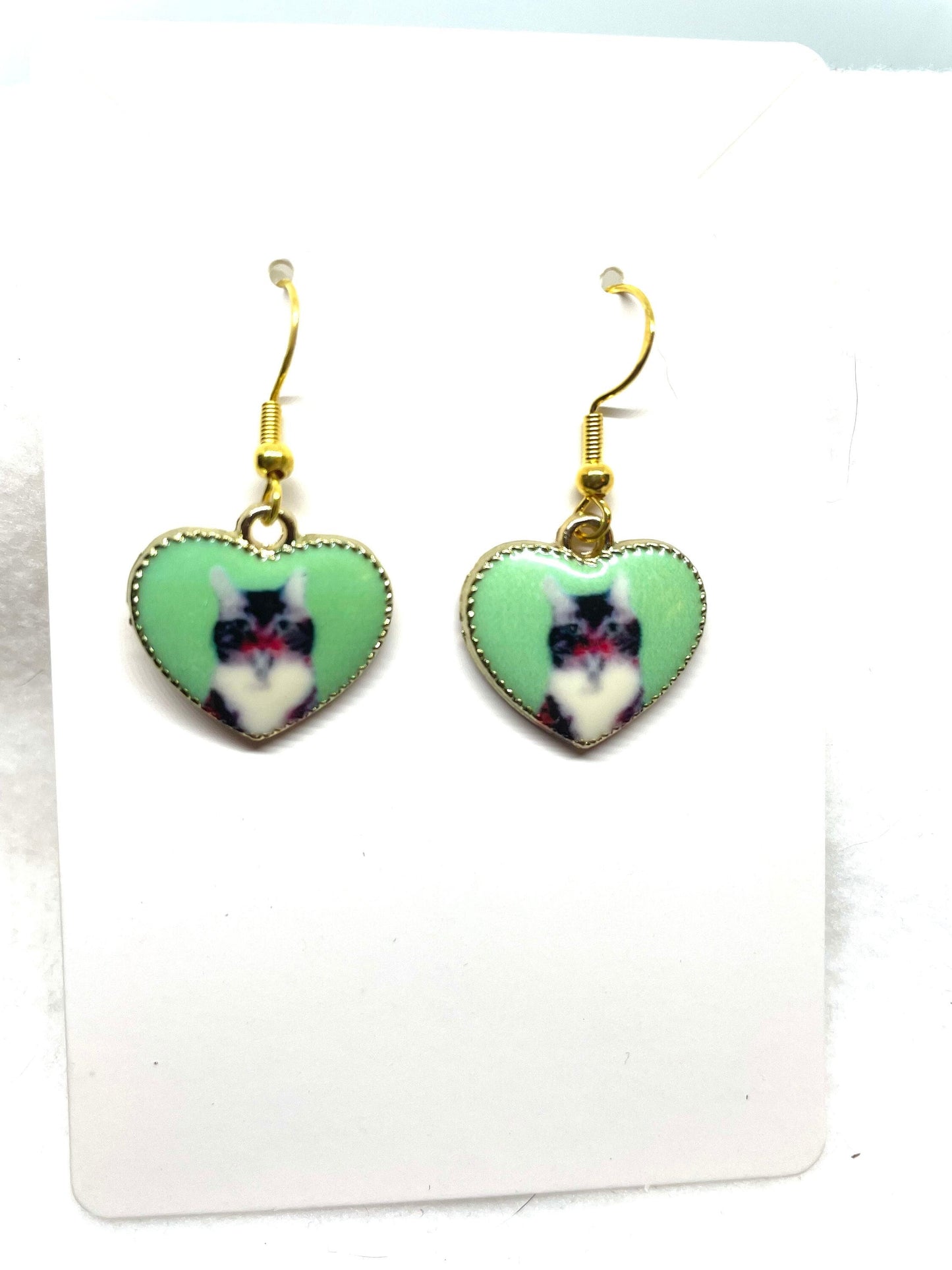 Cat earrings, Heart Shape Earrings, Cat Jewelry, Calico Cat, Calico Cat Jewelry, Cat Lovers Jewelry, Crazy Cat Lady Jewelry,