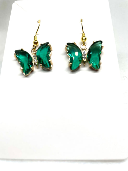 Butterfly Earrings, Emerald Green Earrings, Butterfly Jewelry, Insect Jewelry, Butterfly Collectors gift, Butterfly Lovers gift,