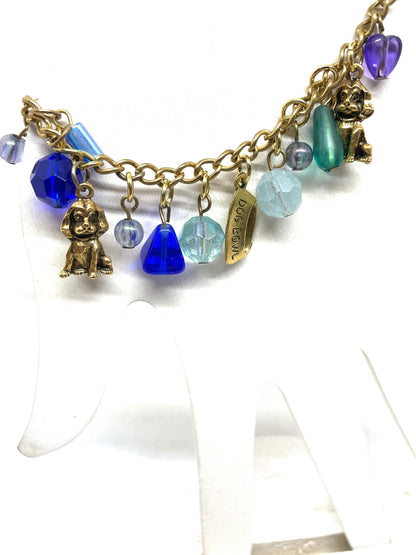 Colorful Dog Charm Bracelet, Blue Dog Bracelet, Chain Dog Bracelet, Dog Lovers gift, Canine themed gift, Beaded Dog Charm Bracelet