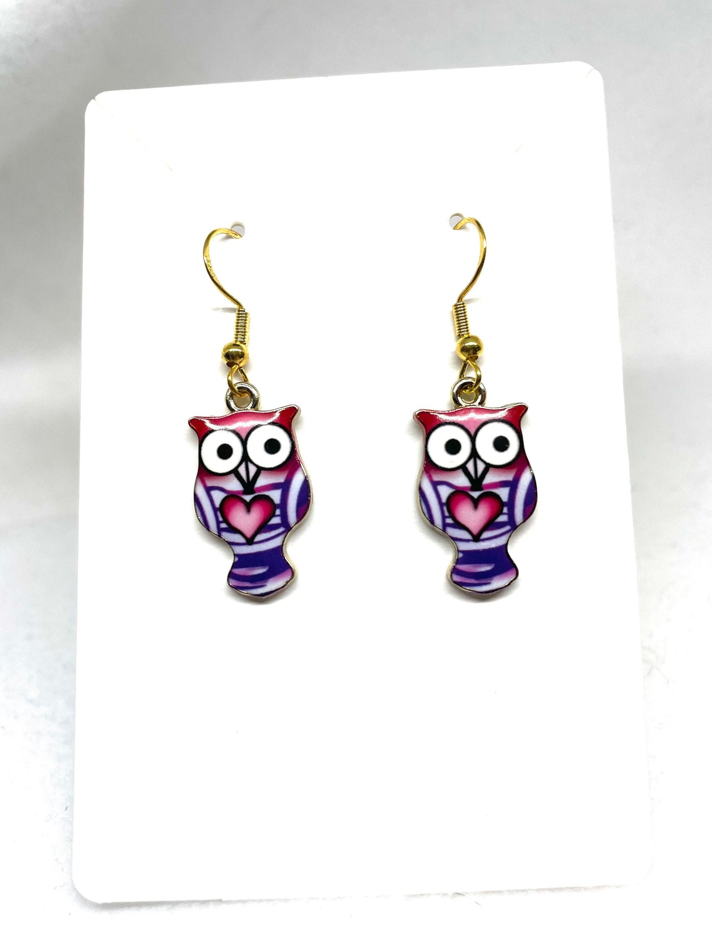 Purple Owl Earrings, Owl Jewelry,  Bird Earrings, Nature inspired earrings, Animal Earrings, Dangle earrings, Owl Lovers Jewelry