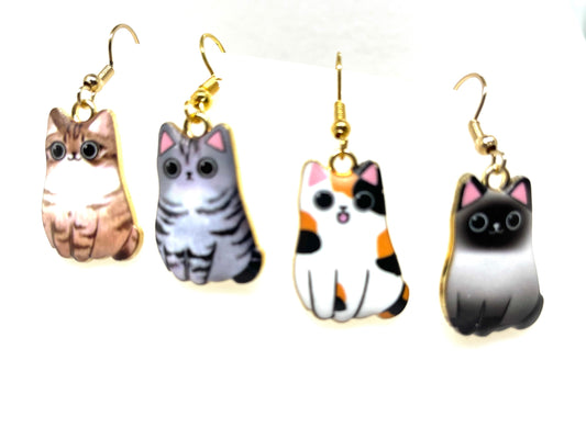 Cute Fluffy Cat Earrings, Cast Earrings, Himalayan Earrings, Calico Earrings, Tabby Earrings, Cat Jewelry, Cat Lady Jewelry, Cat Mom Jewelry