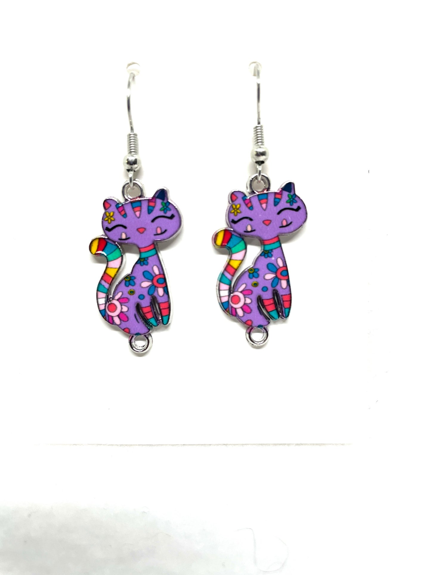 Sassy Cat Earrings, Cat Jewelry, Multicolor Cat Earrings, Kitty Earrings, Dangle Cat Earrings, Cat Lady Earrings, Cat Mom Earrings,