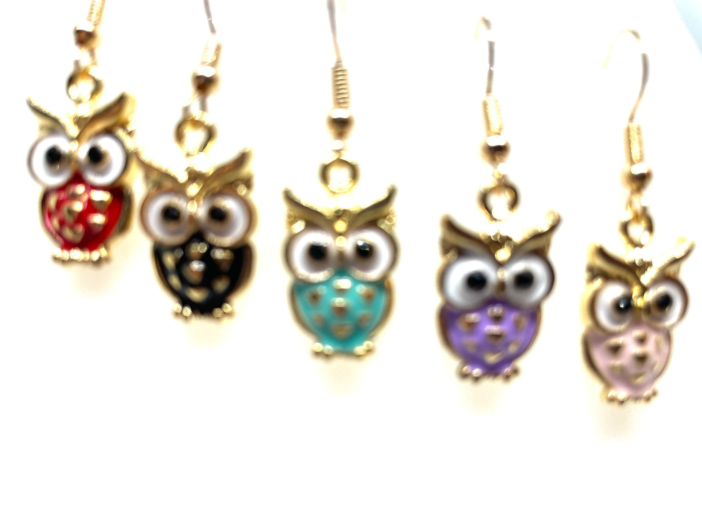 Colorful Owl Earrings, Owl Earrings, Owl Jewelry, Animal Jewelry, Bird-themed Jewelry, Enamel Owl Earrings, Owl Charm Earrings