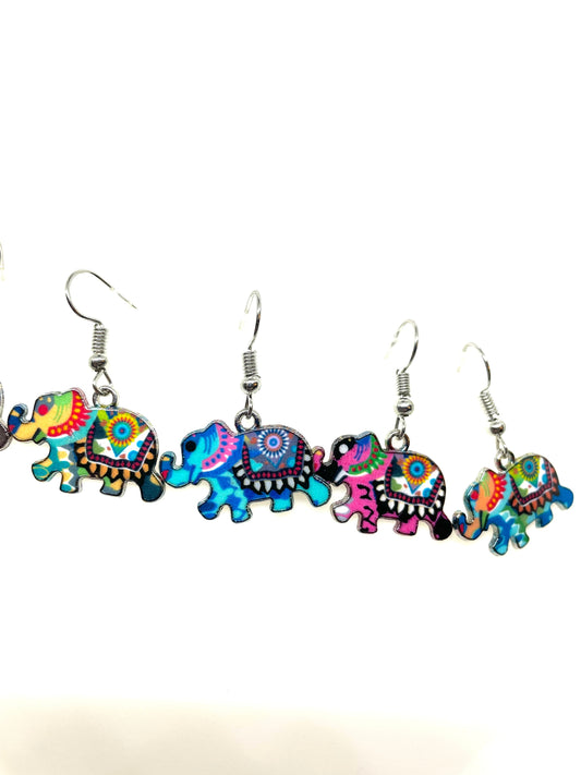 Elephant Earrings, Animal Earrings, African Animal Earrings, Elephant Jewelry, Wildlife Earrings, Wildlife Earrings, Colorful Earrings