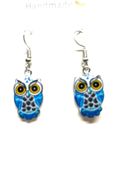 Colorful Owl Earrings, Enamel Owl Earrings, Bird Earrings, Wild Life Jewelry, Owl Jewelry, Owl Lovers Earrings, Gift for Nature Lovers