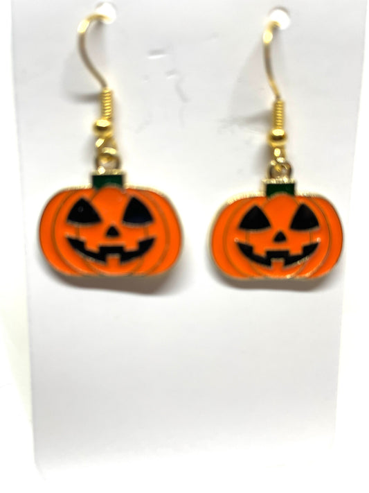 Halloween Jack O Lantern Earrings, Pumpkin Earrings, Traditional Pumpkin Earrings, Halloween Earrings, Jack O Lantern Earrings