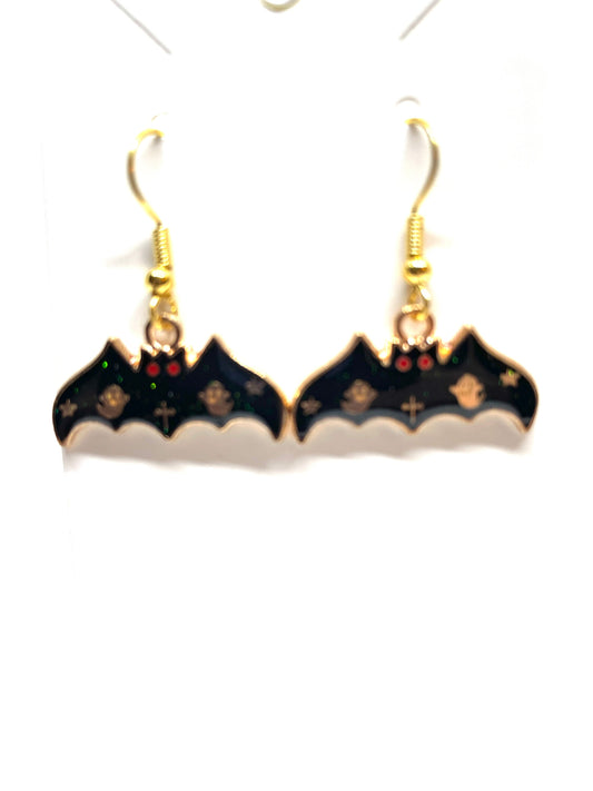 Halloween Bat Earrings, Halloween Earrings, Black Bat Earrings, Spooky Bat Earrings, Scary Black Bat Earrings,