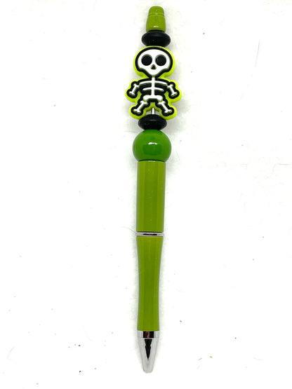 Beaded Halloween Pens, Beaded Skeleton Pens, Beaded Pens, Halloween Pens, Beaded Skeleton Pens, Skeleton Pens, Colorful Beaded Pens