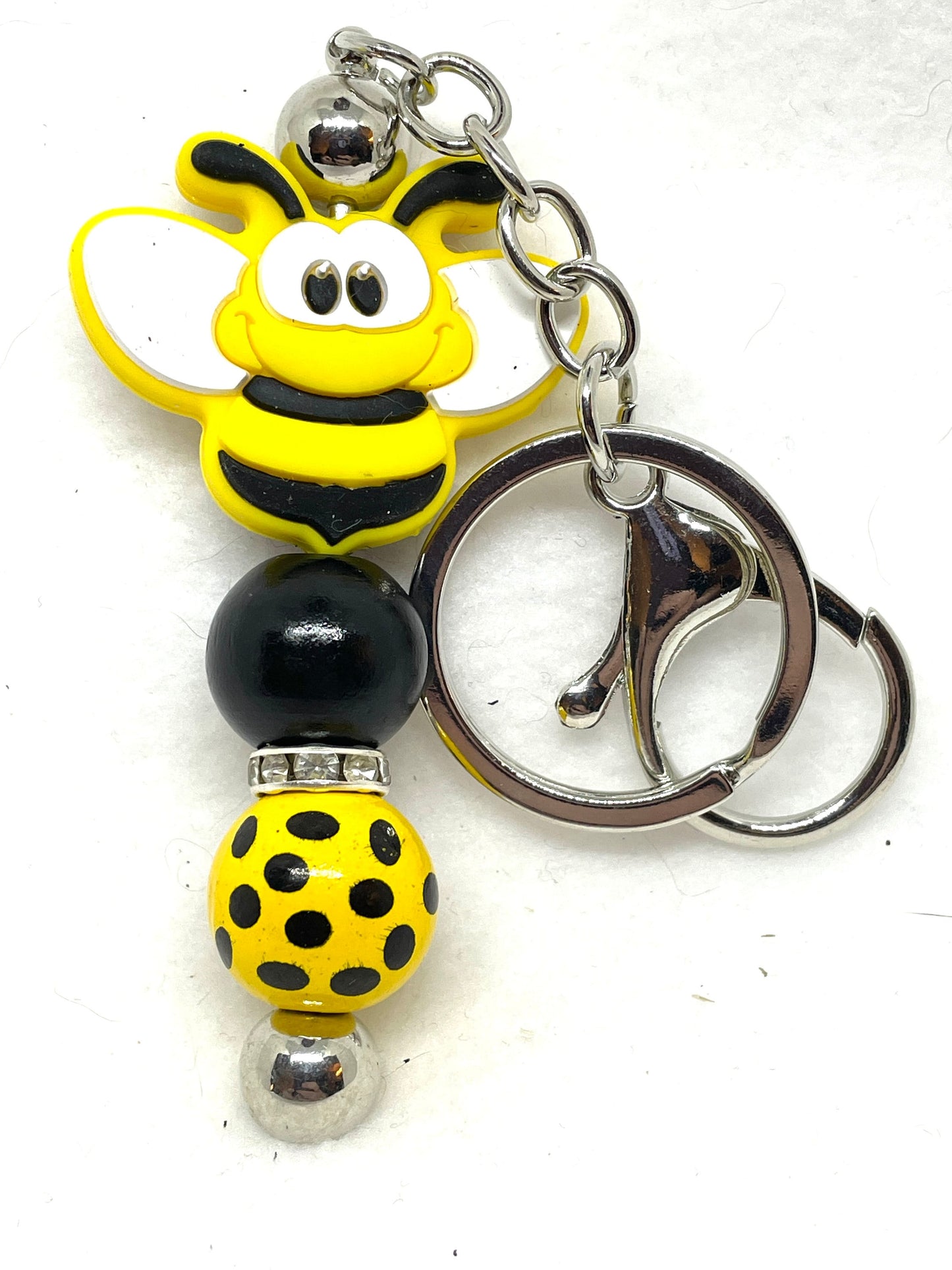 Beaded Bee Keychain, Bee Keychain, Bee Lovers Keychain, Honeycomb Keychain, Insect Keychain,