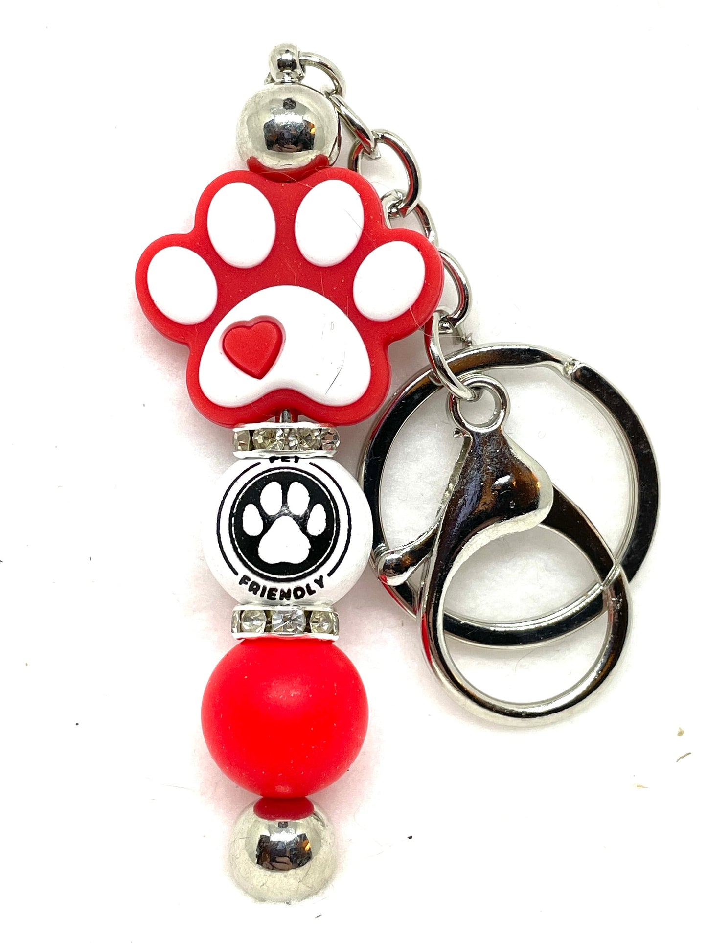 Beaded Cat Keychains, Paw Print Keychains, Cat Mom Keychains, Cat Lovers Keychain, Red Paw Print Keychain, Purple Paw Print Keychain,