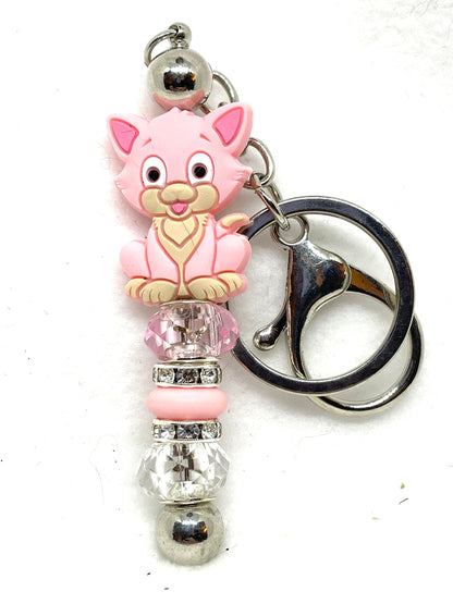 Beaded Cat Keychains, Cat Key Chains, Black Cat Keychains, Pink Cat Keychains, Decorative Keychains, Kitty Keychains, Feline Keychains