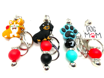 Beaded Dog Keychain, Dog Lover's Beaded Keychain, Decorative Dog Keychain, Corgi Keychain, Dachshund Keychain, Dog Mom Keychain