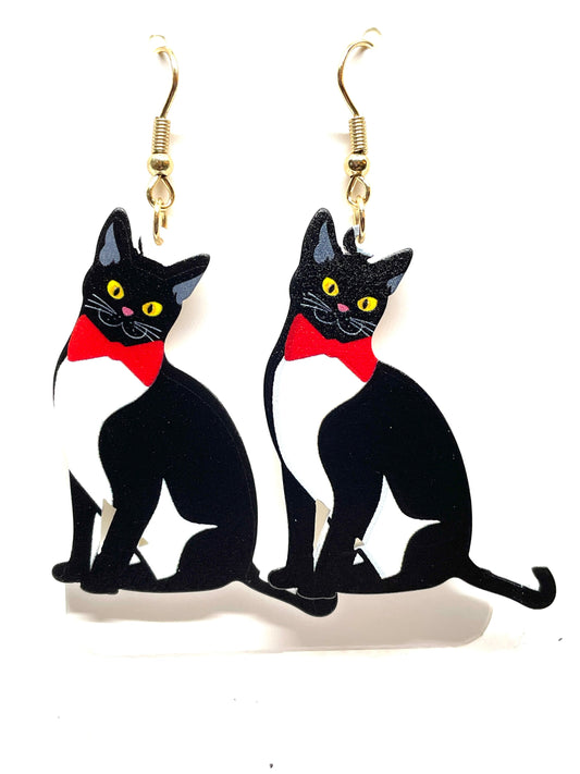 Tuxedo Cat Earrings, Black and White Cat Earrings, Bicolor Cat Earrings, Cat Lovers Earrings, Cat Mom Earrings, My Katz designs