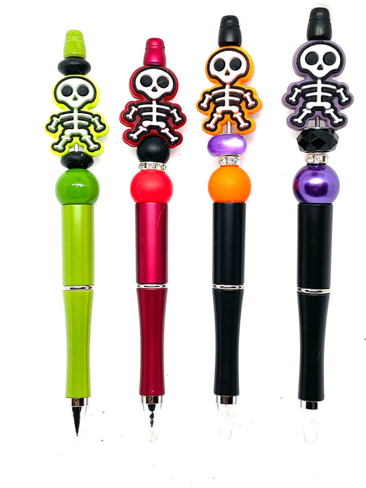 Beaded Halloween Pens, Beaded Skeleton Pens, Beaded Pens, Halloween Pens, Beaded Skeleton Pens, Skeleton Pens, Colorful Beaded Pens
