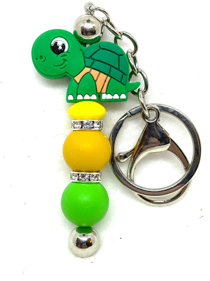 Beaded Turtle Keychains, Turtle Keychains, Green Turtle Keychains, Yellow Turtle Keychains, Turtle Lover Keychain, Turtle Collector Keychain