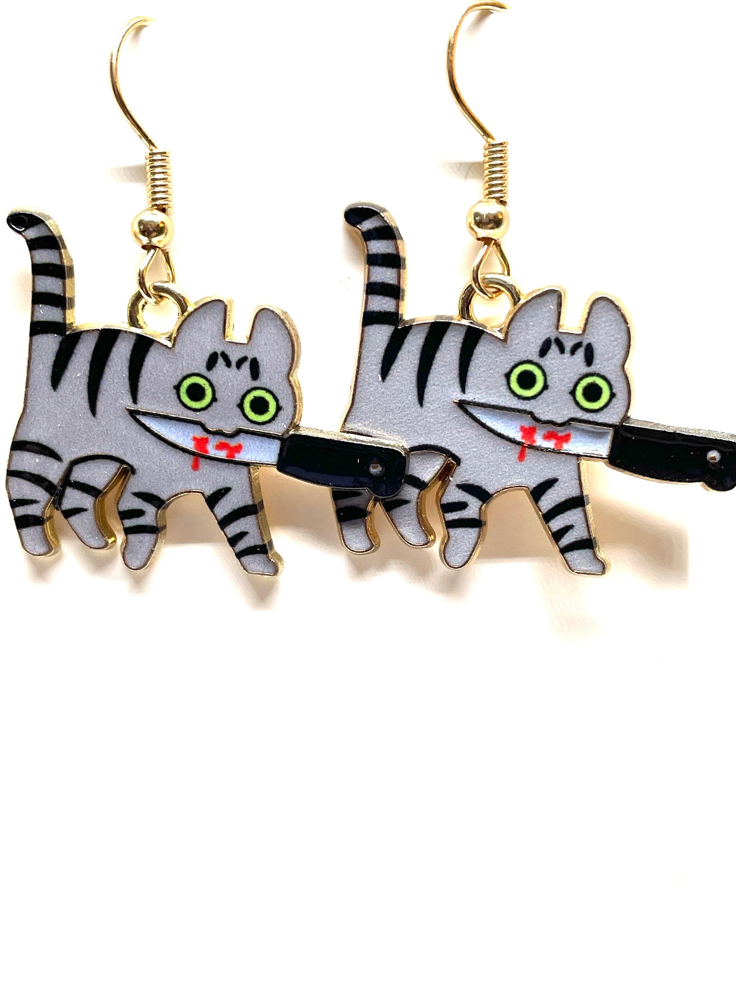 Murder Cat Halloween Earrings, Calico Cat Earrings, Tortoiseshell Cat Earrings, Black Cat Earrings, Tabby Cat Earrings, Halloween Earrings