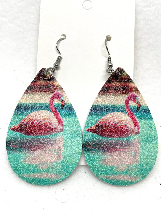 Floating Flamingo Earrings, Pink Flamingo Earrings, Pink Flamingo Jewelry, Flamingo Lover's Earrings, My Katz Designs, Marine Life Earrings