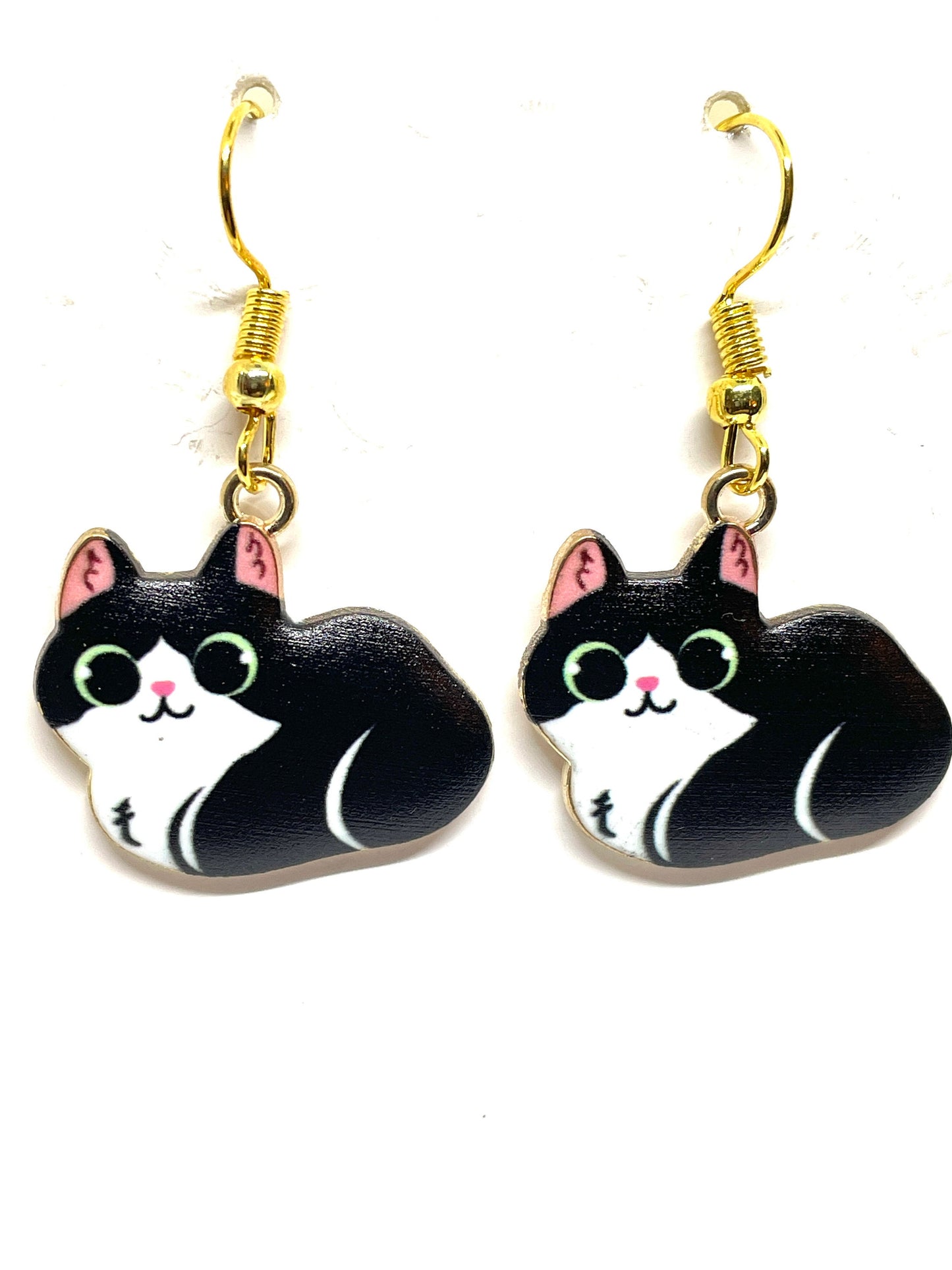 Cuddly Cat Earrings, Black Cat Earrings, White Cat Earrings, Bicolor Cat Earrings, Brown Tabby Cat Earrings, Gray Cat Earrings