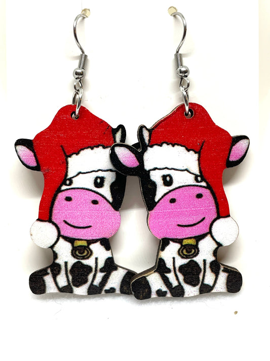 Christmas Cow Earrings, Christmas Cow Jewelry, Christmas Earrings, Cow Earrings, Christmas Jewelry, Cow Jewelry, My Katz Designs