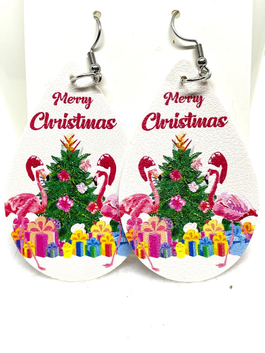 Christmas Flamingo Earrings, Flamingo Earrings, Christmas Earrings, Flamingo Jewelry, Marine Life Earrings, Bird Earrings, My Katz Designs