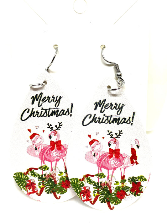 Christmas Flamingo Earrings, Christmas Earrings, Flamingo Earrings, Marine Life Jewelry, Bird Jewelry, Flamingo Jewelry, Christmas Jewelry,